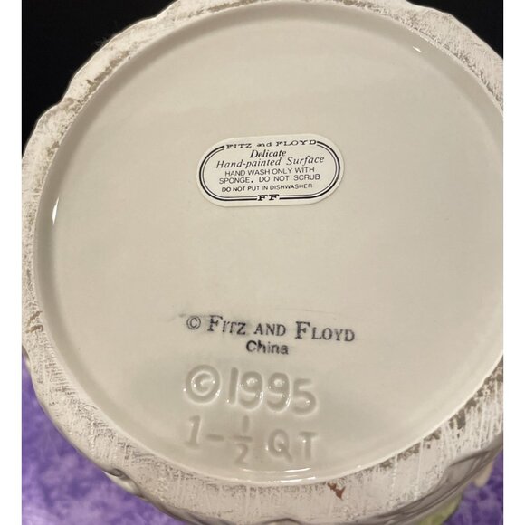 Fitz & Floyd Vegetable Garden Basket 7 Inch Pitcher 1995 Vintage 1 1/2 QT READ - Picture 5 of 8